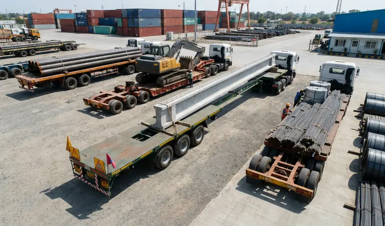 Flatbed trailer for heavy cargo